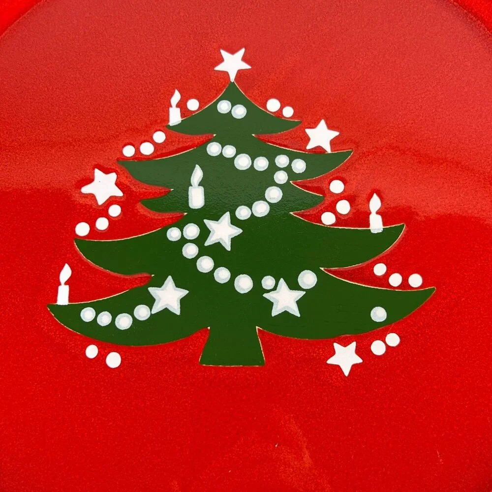 Vintage Waechtersbach Christmas Tree Round Serving Platter Cake Plate 12.25” Red